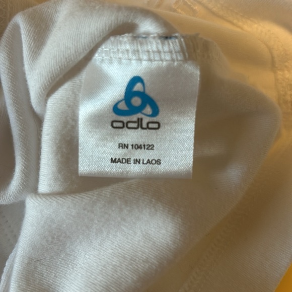 Odlo 1/4 Zip White Long Sleeve Base layer Shirt with Floral Collar Pattern Sz M - Picture 10 of 12